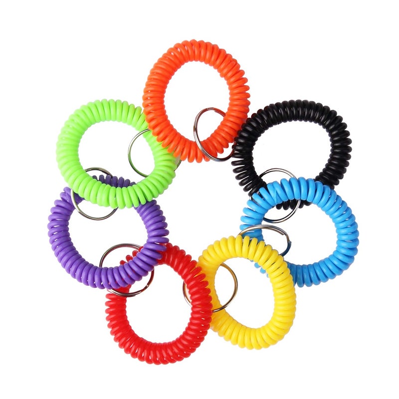 Arroyner 70Pcs Colorful Stretchy Keychain Bracelet Spiral Wristband Keychain for Outdoor, Gym - Image 2